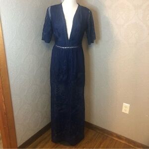 Eleter M Medium lace romper dress M Medium Navy deep v neck great condition